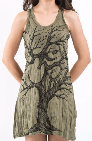 Sure Design Women's Om Tree Tank Dress Green