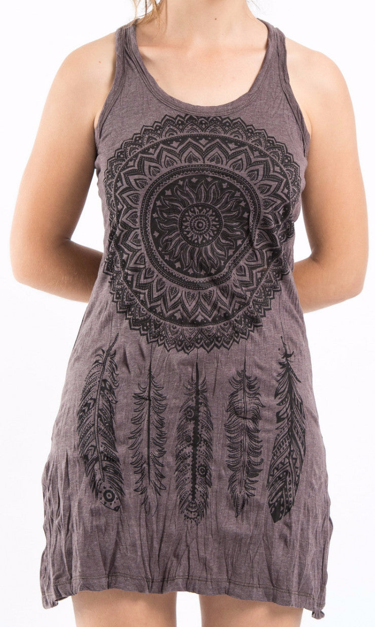 Sure Design Women's Dreamcatcher Tank Dress Brown