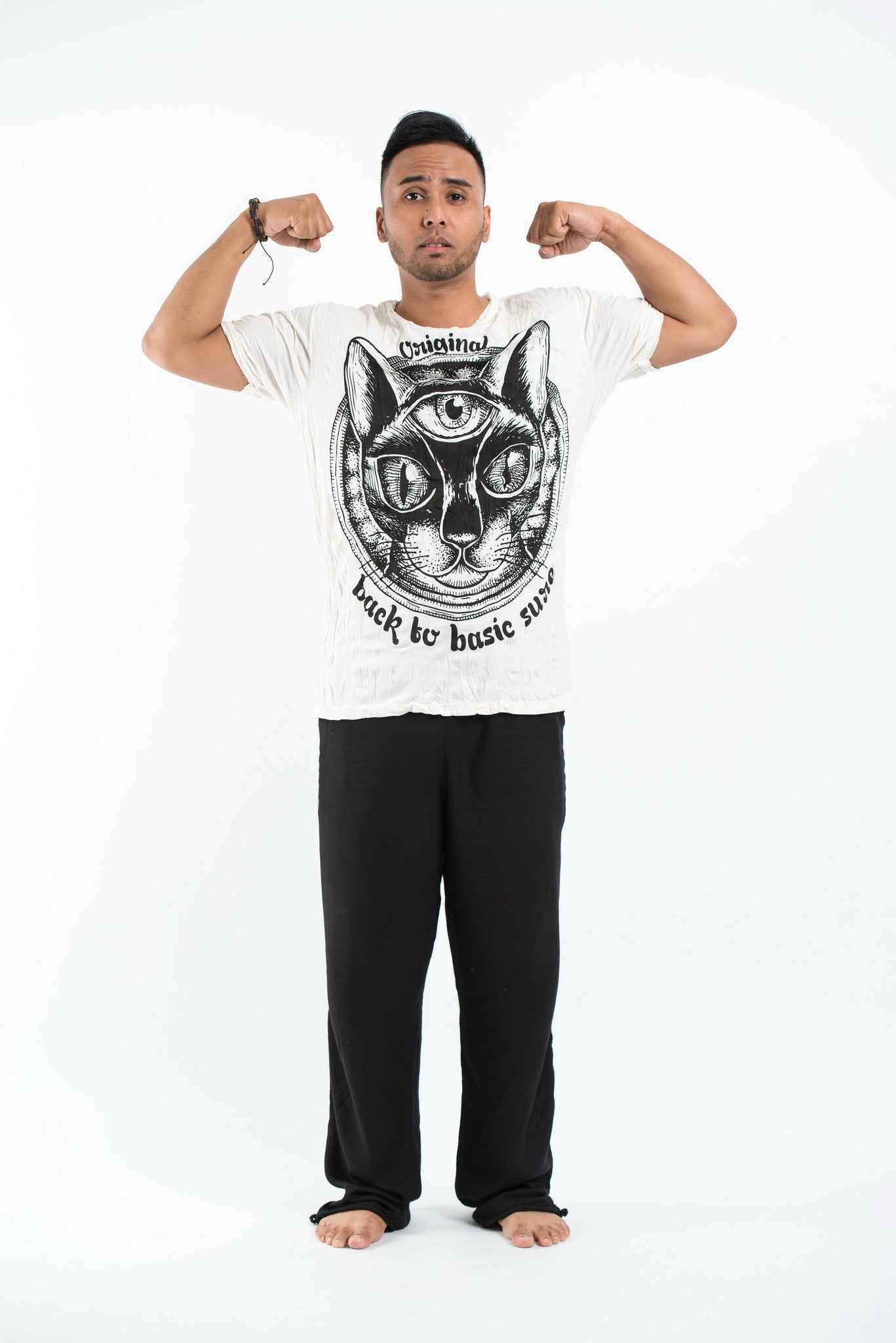 Sure Design Men's Three Eyed Cat T-Shirt White