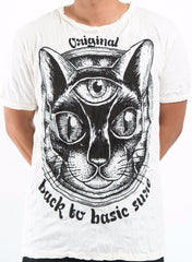 Sure Design Men's Three Eyed Cat T-Shirt White