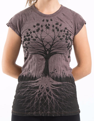 Sure Design Women's Tree of Life T-Shirt Brown