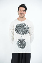 Sure Design Unisex Celtic Tree Long Sleeve T-Shirt White