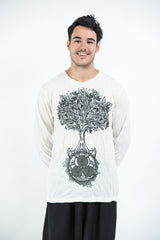 Sure Design Unisex Celtic Tree Long Sleeve T-Shirt White