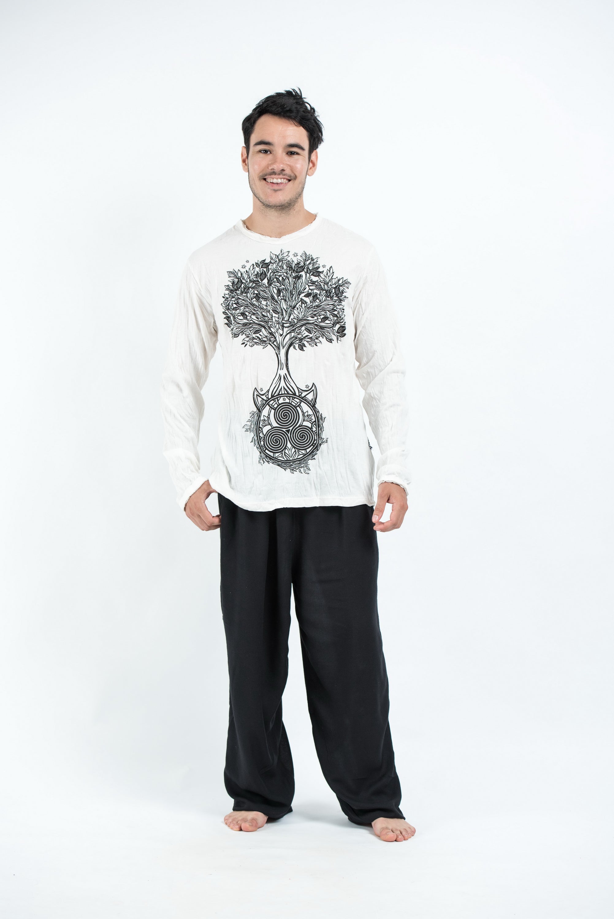 Sure Design Unisex Celtic Tree Long Sleeve T-Shirt White
