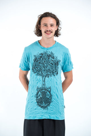 Sure Design Mens Celtic tree T-Shirt Turquoise