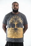 Wholesale Plus Size Sure Design Men's Tree of Life T-Shirt Gold on Black - $11.00