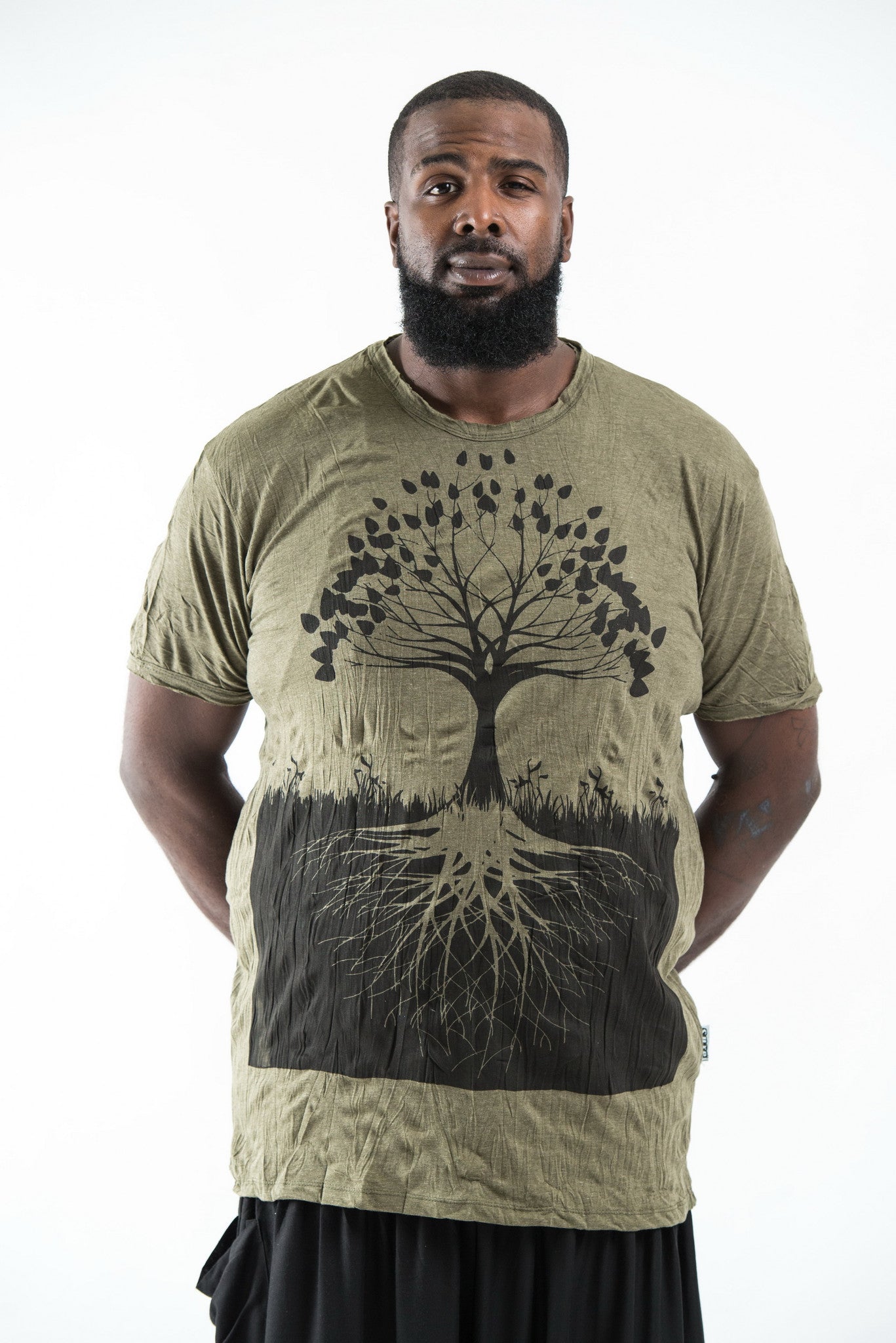 Plus Size Sure Design Men's Tree of Life T-Shirt Green