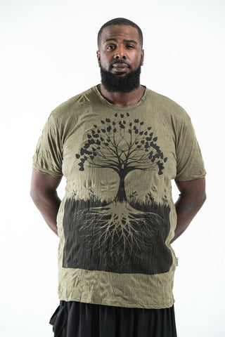 Plus Size Sure Design Men's Tree of Life T-Shirt Green