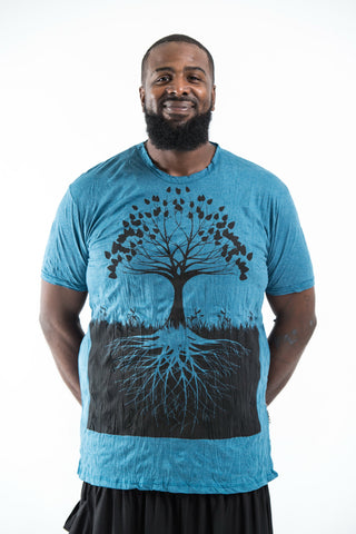 Plus Size Sure Design Men's Tree of Life T-Shirt Denim Blue