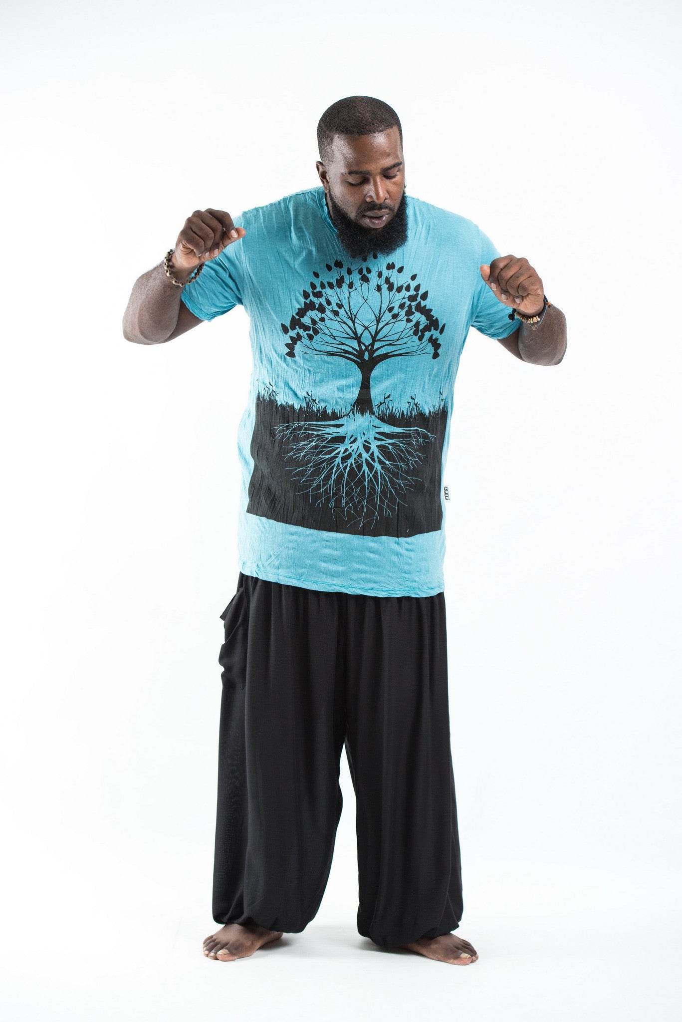 Plus Size Sure Design Men's Tree of Life T-Shirt Turquoise