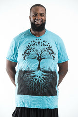 Plus Size Sure Design Men's Tree of Life T-Shirt Turquoise