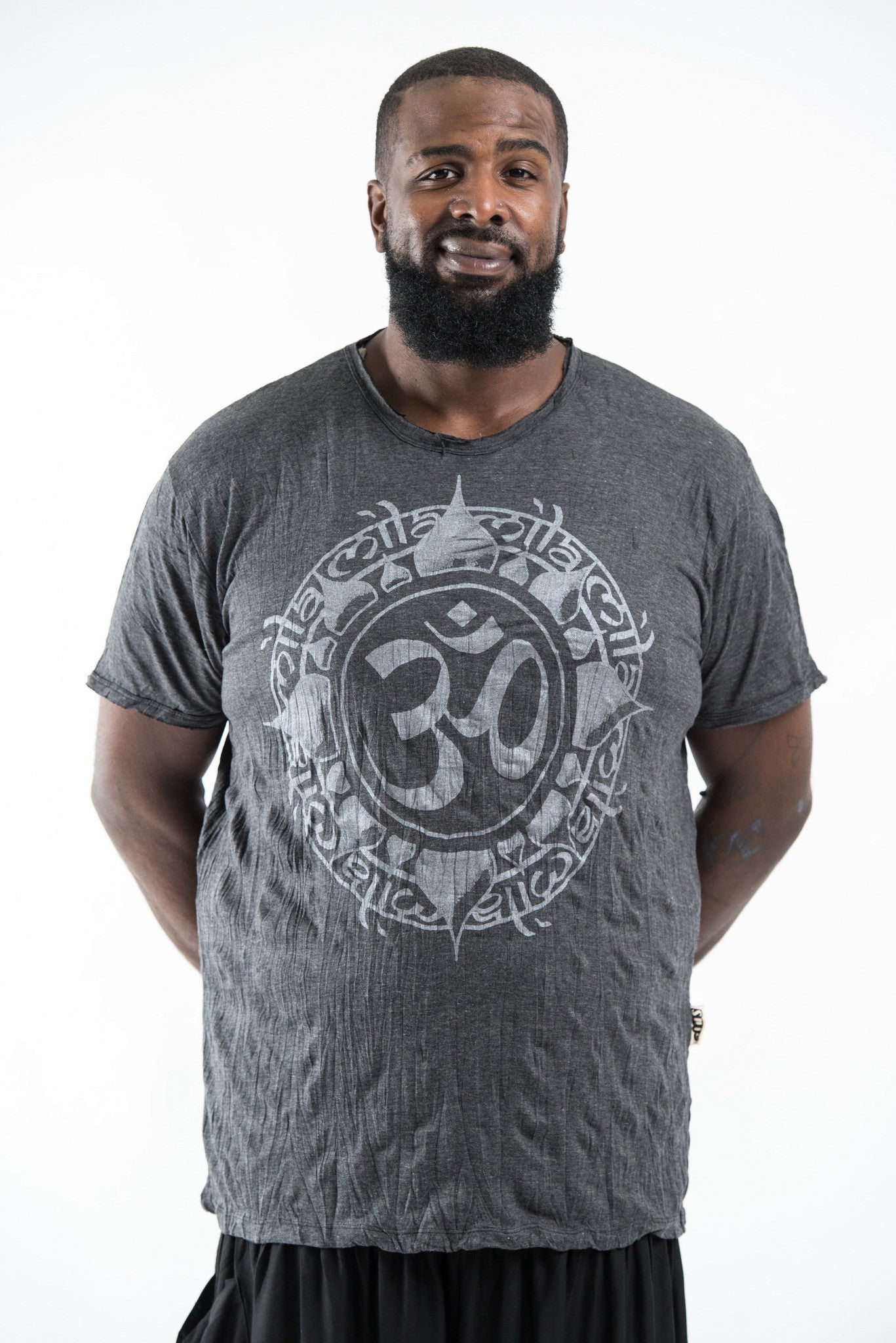 Plus Size Sure Design Men's Infinitee Ohm T-Shirt Silver on Black