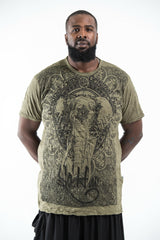 Plus Size Sure Design Men's Wild Elephant T-Shirt Green