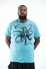 Plus Size Sure Design Men's Octopus T-Shirt Turquoise