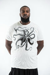 Plus Size Sure Design Men's Octopus T-Shirt White