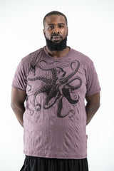 Plus Size Sure Design Men's Octopus T-Shirt Brown