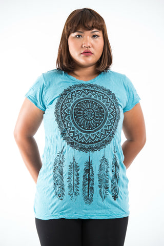 Plus Size Sure Design Women's Dreamcatcher T-Shirt Turquoise