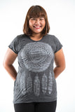 Wholesale Plus Size Sure Design Women's Dreamcatcher T-Shirt Silver on Black - $12.00