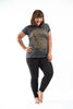 Plus Size Sure Design Women's Lotus Mandala T-Shirt Gold on Black