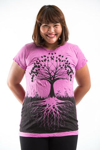 Plus Size Sure Design Women's Tree of Life T-Shirt Pink