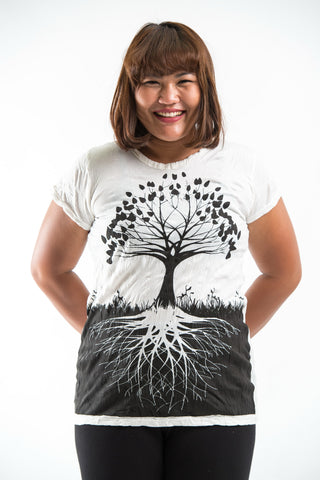 Plus Size Sure Design Women's Tree of Life T-Shirt White