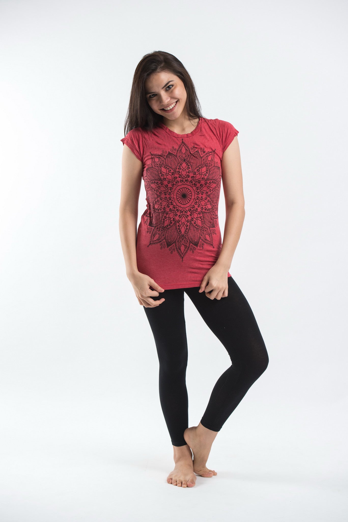 Sure Design Women's Lotus Mandala T-Shirt Red