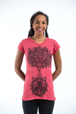Sure Design Women's Celtic Tree T-Shirt Red