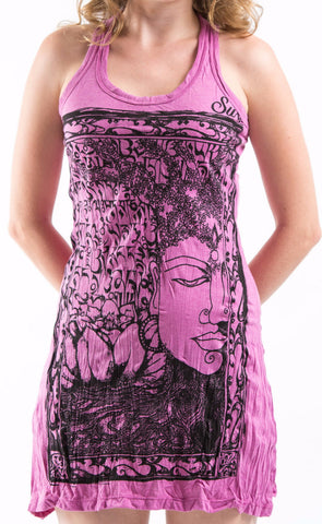 Sure Design Women's Sanskrit Buddha Tank Dress Pink