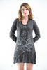 Sure Design Women's Lotus Ohm Hoodie Dress Silver on Black