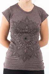 Sure Design Women's Lotus Mandala T-Shirt Brown