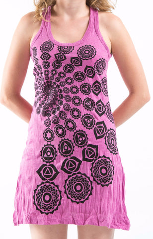 Sure Design Women's Chakra Fractal Tank Dress Pink