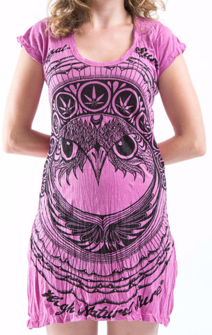 Sure Design Women's Weed Owl Dress Pink