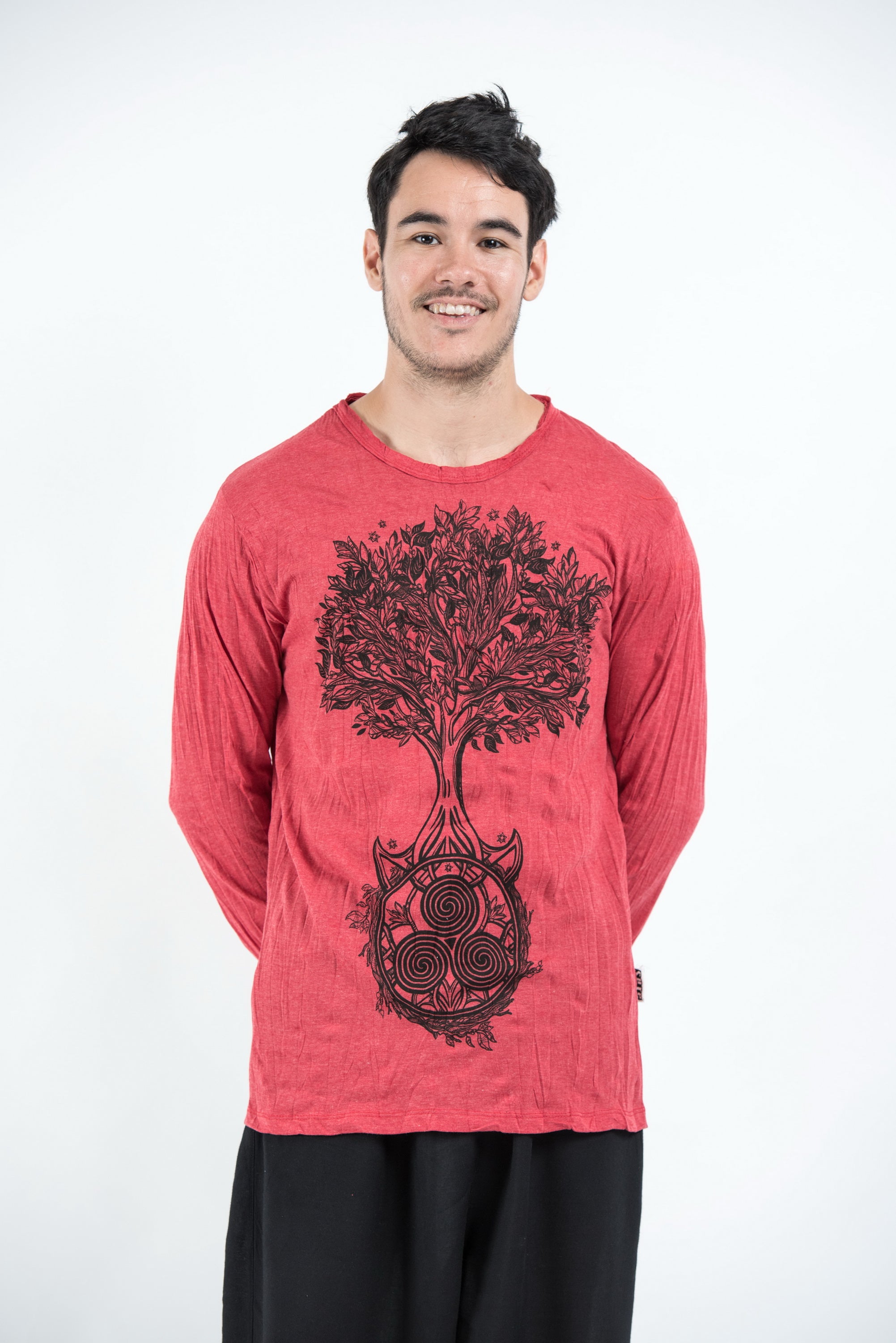 Sure Design Unisex Celtic Tree Long Sleeve T-Shirt Red