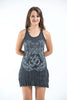 Sure Design Women's Ohm hands Tank Dress Silver on Black