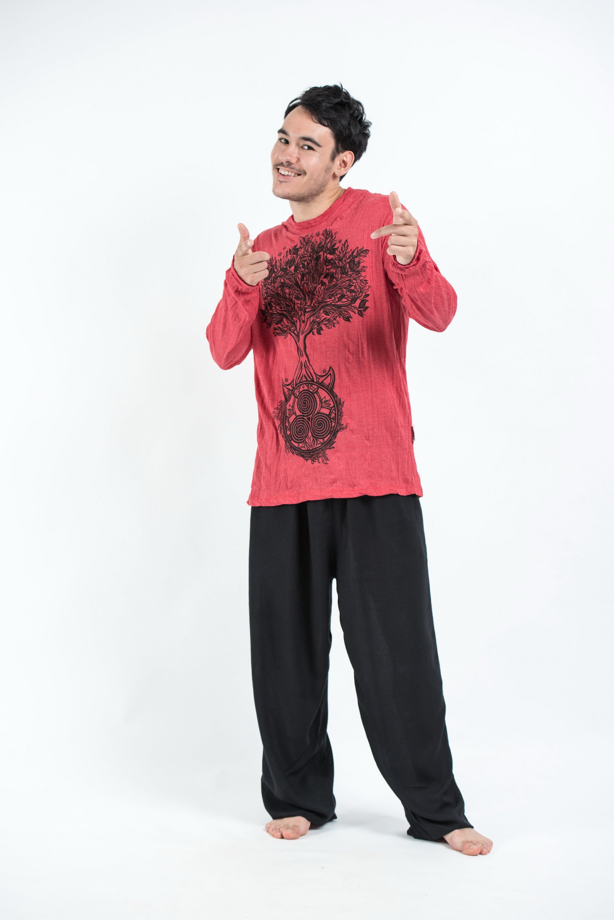 Sure Design Unisex Celtic Tree Long Sleeve T-Shirt Red