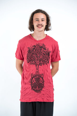 Sure Design Mens Celtic tree T-Shirt Red