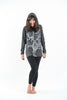 Sure Design Unisex Om Tree Hoodie Silver on Black