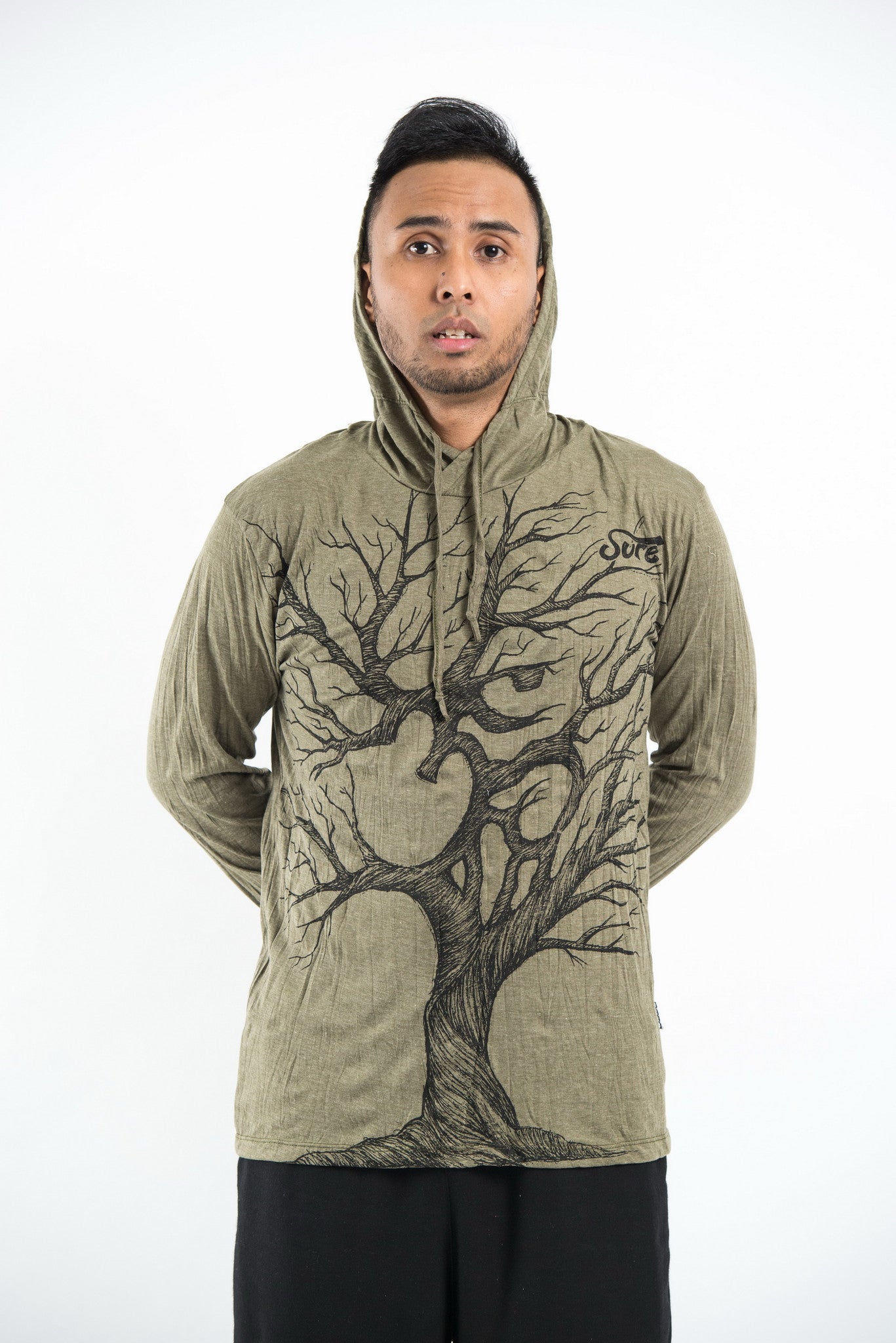 Sure Design Unisex Om Tree Hoodie Green