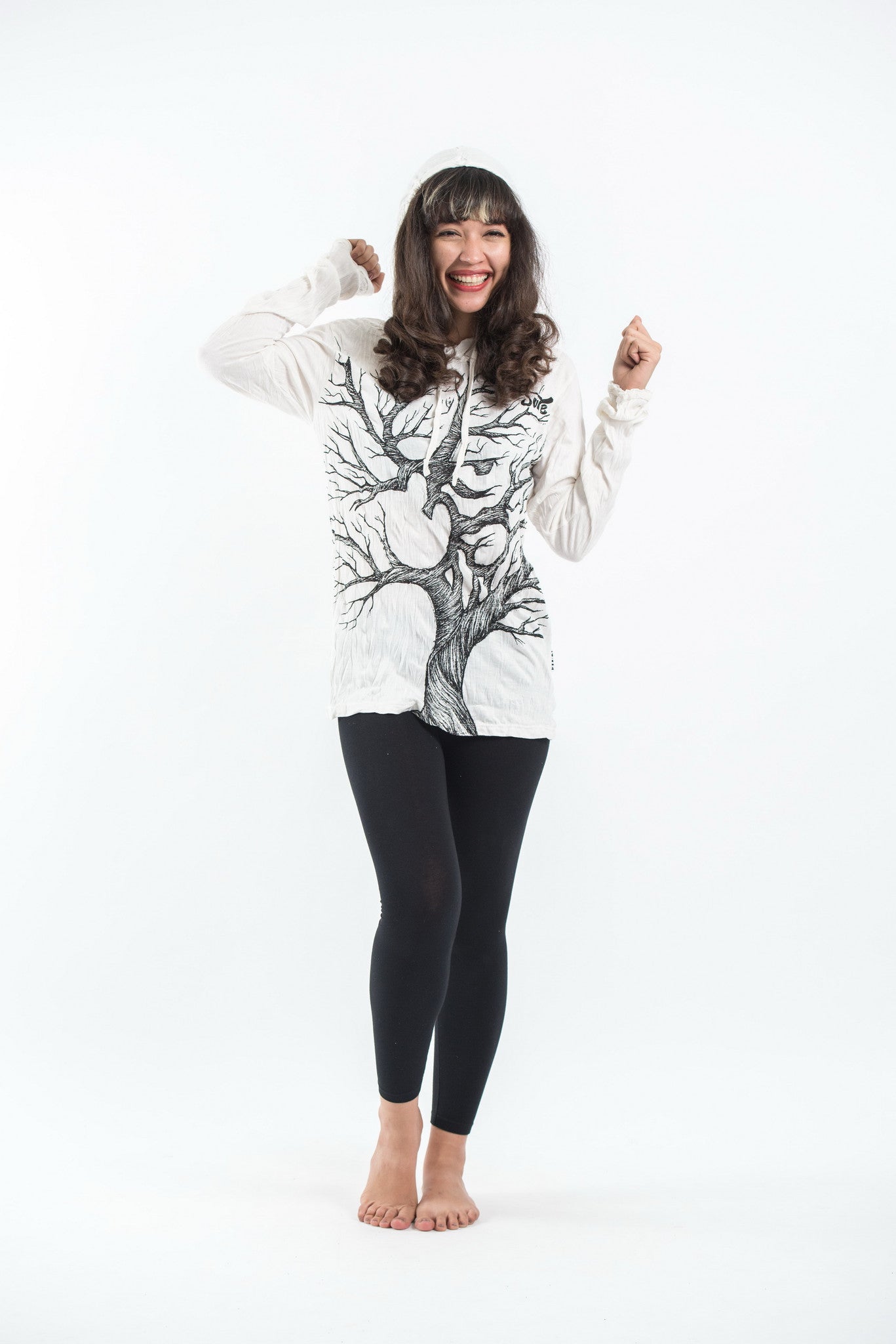 Sure Design Unisex Om Tree Hoodie White