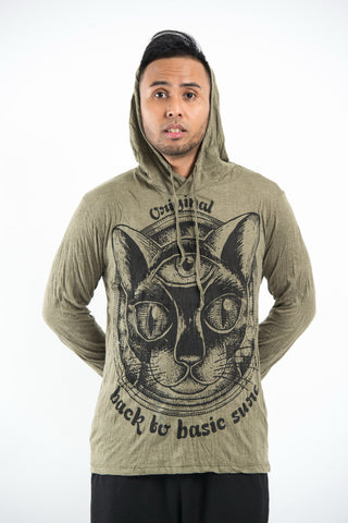 Sure Design Unisex Three Eyed Cat Hoodie Green