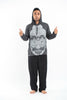 Sure Design Unisex Buddha Head Hoodie Silver on Black