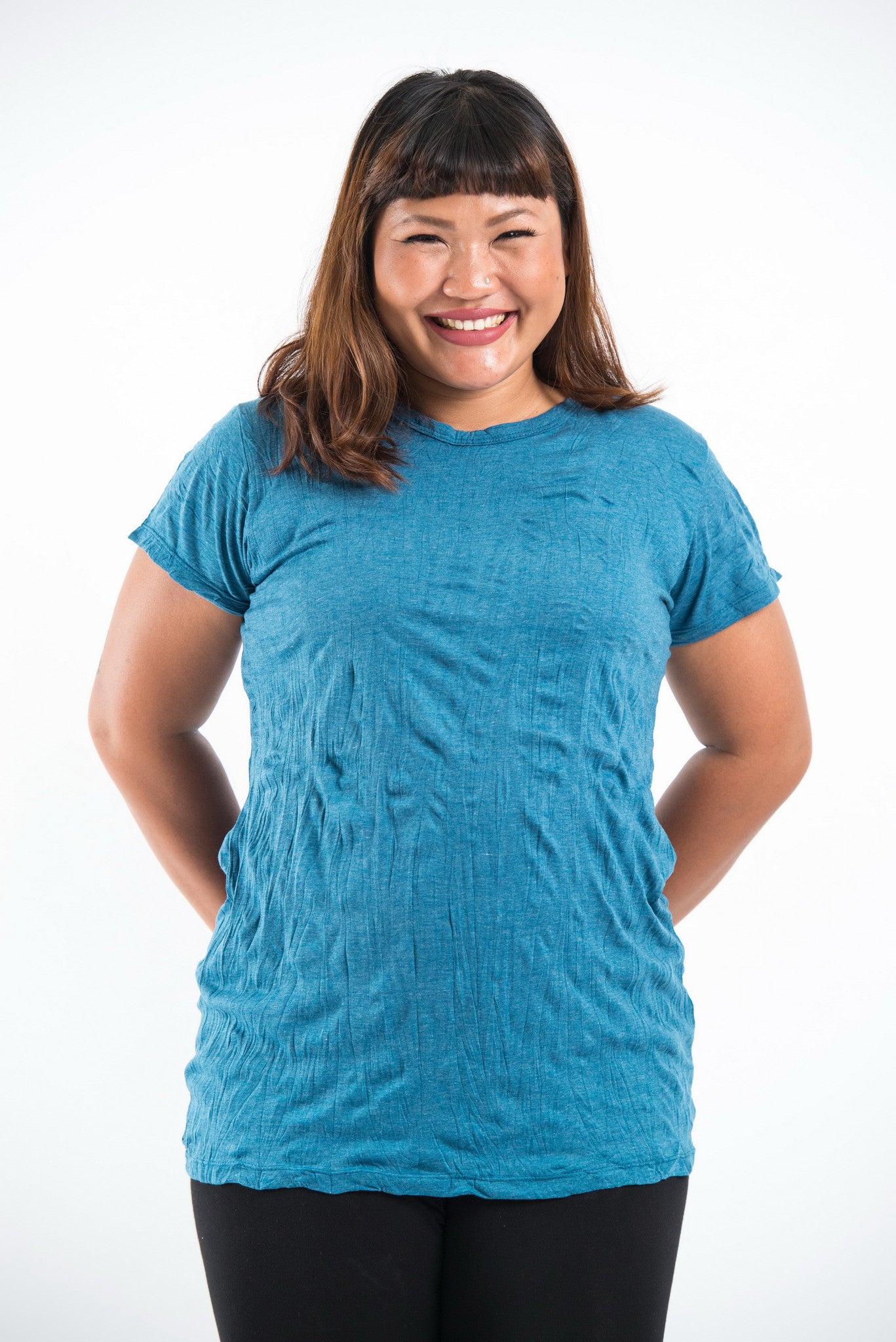 Plus Size Sure Design Women s Blank T Shirt Denim Blue