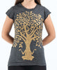 Sure Design Women's Meditation Tree T-Shirt Gold on Black