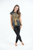 Sure Design Women's Meditation Tree T-Shirt Gold on Black