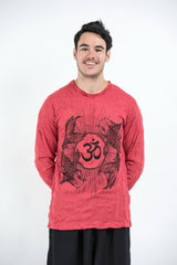 Sure Design Unisex Ohm and Koi fish Long Sleeve T-Shirt Red