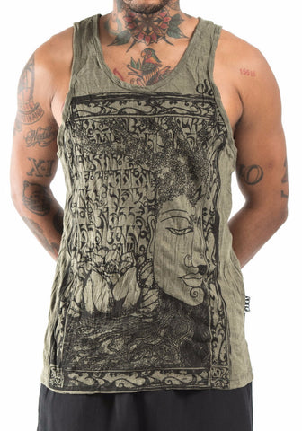 Sure Design Men's Sanskrit Buddha Tank Top Green