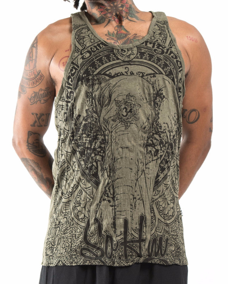 Sure Design Men's Wild Elephant Tank Top Green