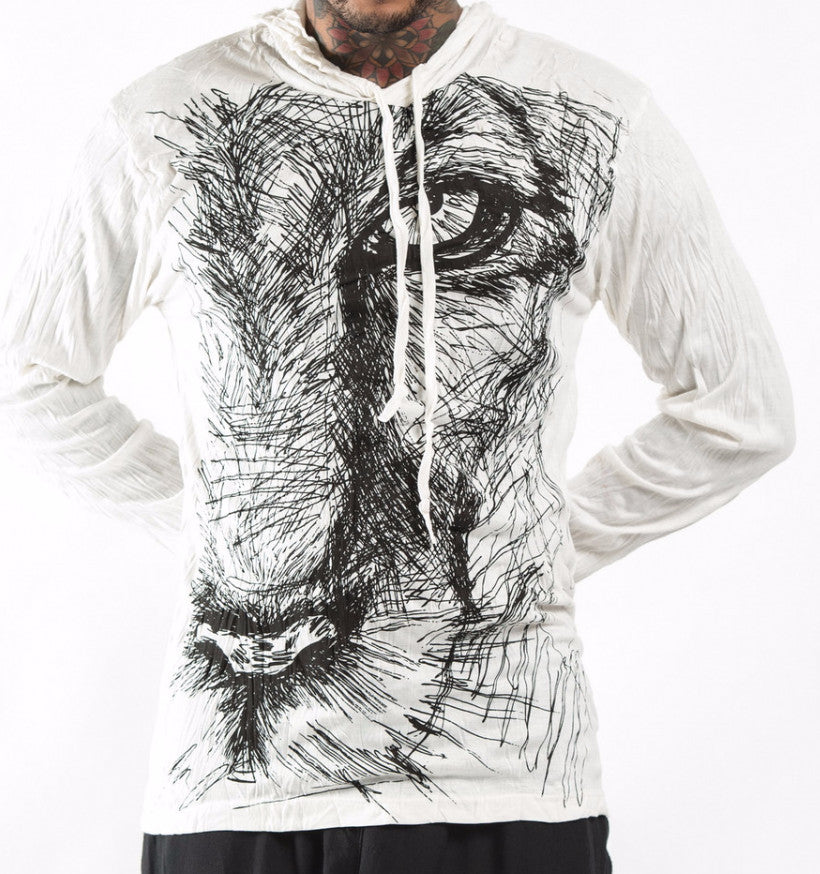 Sure Design Unisex Lions Eye Hoodie White