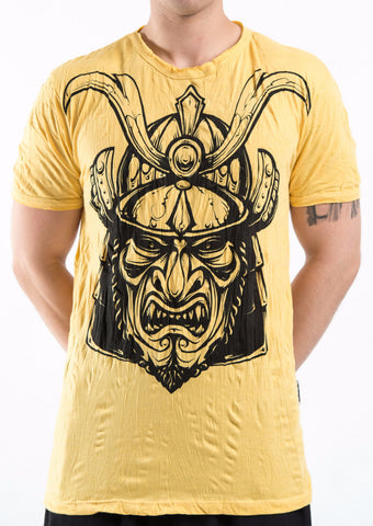 Sure Design Men's Kabuto Samurai Mask T-Shirt Yellow