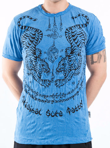 Sure Design Men's Thai Tattoo T-Shirt Blue
